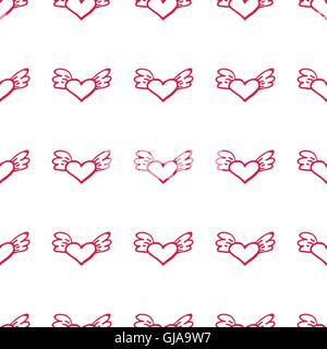 Valentine transparent avec motif coeurs battant avec des ailes. Illustration de Vecteur