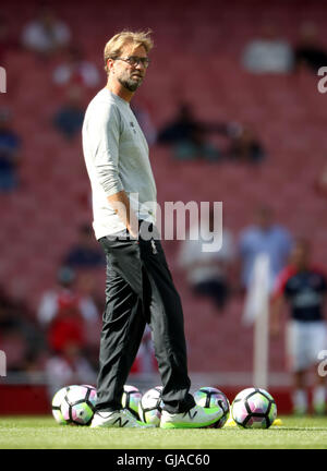 Jurgen Klopp, responsable de Liverpool, avant le match de la Premier League à l'Emirates Stadium, Londres. APPUYEZ SUR ASSOCIATION photo. Date de la photo: Dimanche 14 août 2016. Voir PA Story FOOTBALL Arsenal. Le crédit photo devrait se lire comme suit : Nick Potts/PA Wire. RESTRICTIONS : aucune utilisation avec des fichiers audio, vidéo, données, listes de présentoirs, logos de clubs/ligue ou services « en direct » non autorisés. Utilisation en ligne limitée à 75 images, pas d'émulation vidéo. Aucune utilisation dans les Paris, les jeux ou les publications de club/ligue/joueur unique. Banque D'Images