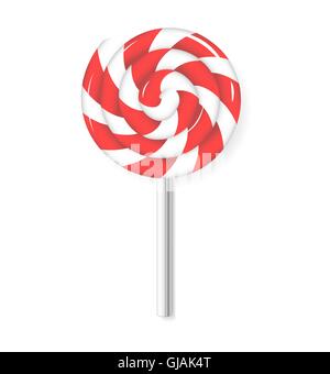 Lollipop candy Swirl. Bonbons sucette rouge et blanc. Illustration isolé. Vector Illustration de Vecteur