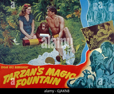 Tarzan's Magic Fountain, alias : Tarzan und das blaue Tal, USA 1949, Regie : Lee Sholem, acteurs : Brenda Joyce, Lex Barker Banque D'Images