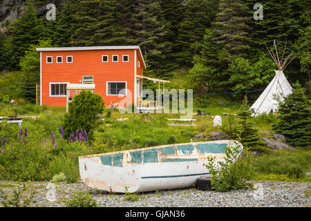 Boîte de sel colorés des maisons à East Bauline, Terre-Neuve et Labrador, Canada. Banque D'Images