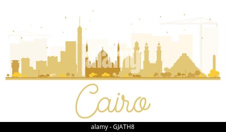 Les toits de la ville du Caire golden silhouette. vector illustration. simple télévision concept pour tourisme présentation, bannière, un placard ou web Illustration de Vecteur