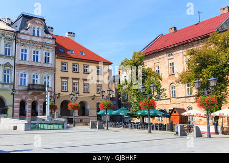 Bielsko Biala, Pologne - 07 septembre 2014 : Vue de la partie historique de Bielsko Biala dans l'été, journée ensoleillée Banque D'Images