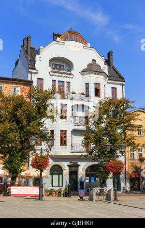 Bielsko Biala, Pologne - 07 septembre 2014 : Vue de la partie historique de Bielsko Biala dans l'été, journée ensoleillée Banque D'Images