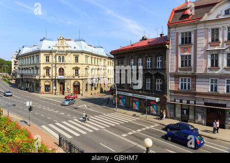 Bielsko Biala, Pologne - 07 septembre 2014 : Vue de la partie historique de Bielsko Biala dans l'été, journée ensoleillée Banque D'Images