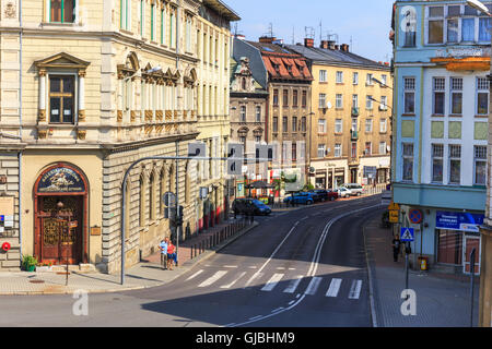 Bielsko Biala, Pologne - 07 septembre 2014 : Vue de la partie historique de Bielsko Biala dans l'été, journée ensoleillée Banque D'Images