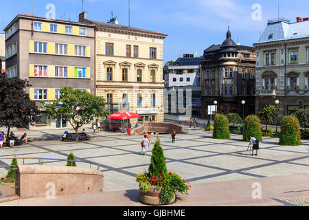 Bielsko Biala, Pologne - 07 septembre 2014 : Vue de la partie historique de Bielsko Biala dans l'été, journée ensoleillée Banque D'Images