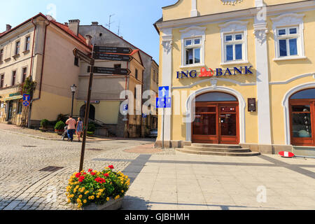 Bielsko Biala, Pologne - 07 septembre 2014 : Vue de la partie historique de Bielsko Biala dans l'été, journée ensoleillée Banque D'Images