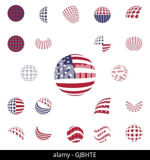 Symboles de couleur gris sphérique USA Flag Illustration de Vecteur