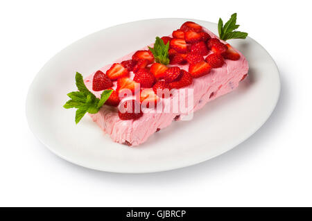 Panna Cotta aux fraises Banque D'Images