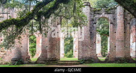 Ruines de l'Église vieux Sheldon Yemassee, Caroline du Sud Banque D'Images