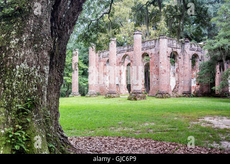 Ruines de l'Église vieux Sheldon Yemassee, Caroline du Sud Banque D'Images