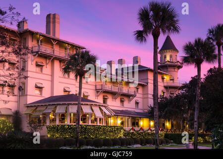 Jekyll Island Club Hotel au coucher du soleil, Jekyll Island, Géorgie Banque D'Images