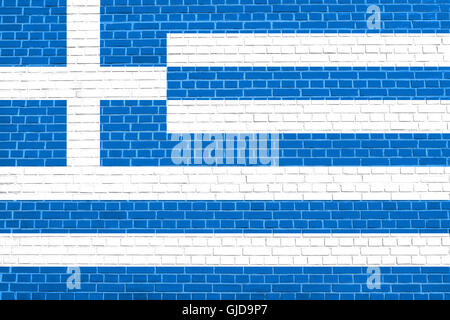 Drapeau de la Grèce le mur texture background. Drapeau national grec. Banque D'Images