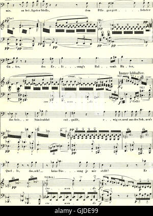 'Parsifal', une pièce de théâtre composée par Richard Wagner en 1882, est représentée ici dans son format musical imprimé. Cette œuvre, mêlant drame et musique, est une pièce maîtresse du répertoire lyrique. Banque D'Images