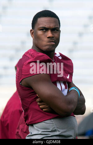 Tallahassee, Floride, USA. 14Th Aug 2016. MONICA HERNDON | fois.Florida State Seminoles wide receiver Auden Tate (18) au cours de la Florida State Seminoles la pratique de football le dimanche 14 août 2016 à Doak Campbell Stadium de San Bernadino, en Floride. © Monica Herndon/Tampa Bay Times/ZUMA/Alamy Fil Live News Banque D'Images