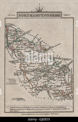 Le NORTHAMPTONSHIRE par John CARY. Antique miniature county map, 1812 Banque D'Images