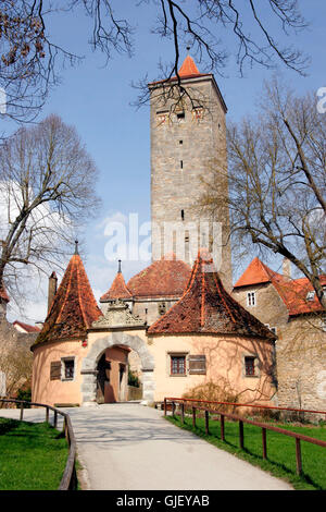 Porte du château à Rothenburg ob der Tauber Banque D'Images