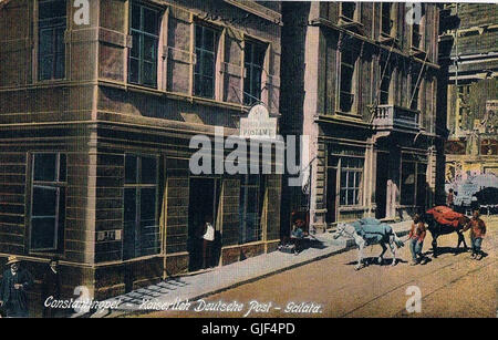 Le bureau de poste allemand de Galata, Constantinople, était un site important pour les services postaux allemands dans l'Empire ottoman. Ce timbre reflète l'influence des puissances européennes dans la région à la fin du 19ème siècle et l'importance des réseaux postaux internationaux dans l'empire. Banque D'Images
