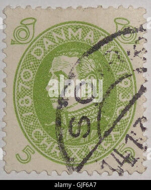 Le timbre 1930 timbre Danemark Christian X est un hommage au roi Christian X du Danemark, qui a été un symbole de l'unité nationale pendant la seconde Guerre mondiale. Le timbre représente un portrait du roi et est un article de collection populaire dans la philatélie danoise. Banque D'Images