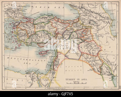 La Turquie ottomane en Asie. Chypre Levant Mésopotamie la Palestine. JOHNSTON, 1906 map Banque D'Images