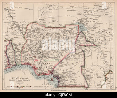 Le NIGERIA ET LE CAMEROUN COLONIAL. « Sudan' Dahomey (Bénin), Togo, Kamerun 1906 map Banque D'Images