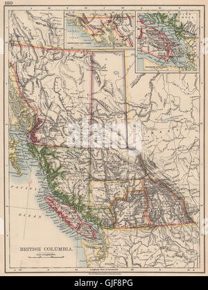 La Colombie-Britannique. Carte de la province. Chemins de fer. L'île de Vancouver. JOHNSTON, 1906 Banque D'Images