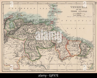 VENEZUELA/Guyane. Le Suriname. Français Néerlandais Anglais Guyana. JOHNSTON, 1906 map Banque D'Images