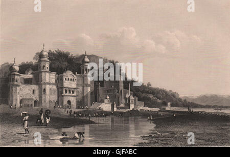 L'Inde britannique. Haridwar, un lieu de pèlerinage hindou, antique print 1858 Banque D'Images
