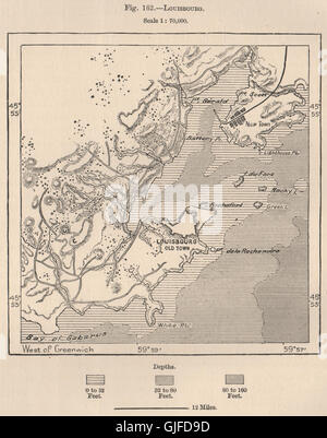 Louisbourg. Nouvelle-écosse, Canada, 1885 carte antique Banque D'Images