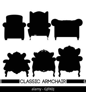 Fauteuil classique noir fixé, en donne un aperçu, sur fond blanc. Vector image numérique Illustration de Vecteur