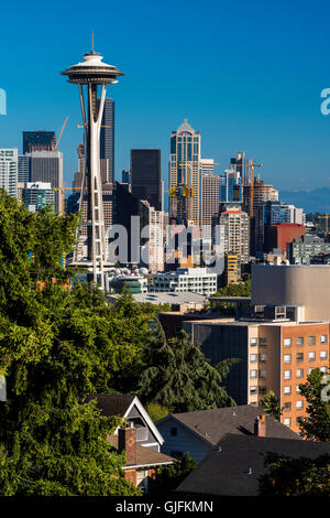 Le centre-ville avec Space Needle, Seattle, Washington, USA Banque D'Images
