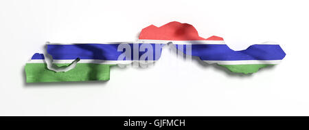 Le rendu 3D de la Gambie carte et drapeau sur fond blanc Banque D'Images