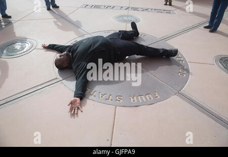 Visiteur dessus signe de quatre coins lieu de rencontre à USA Banque D'Images