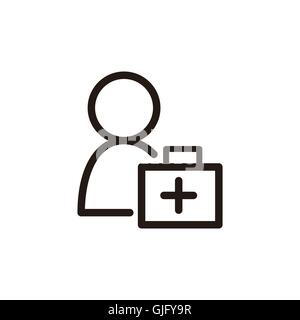 Trousse de premiers soins l'icône de la ligne mince isolé sur fond beige Illustration de Vecteur