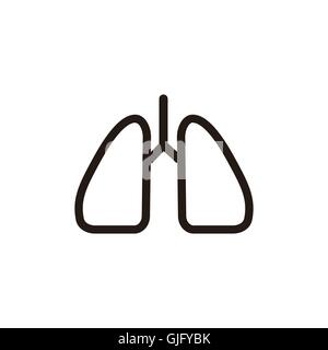 Poumons l'icône de la ligne mince isolé sur fond beige Illustration de Vecteur