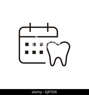 L'icône de la ligne fine de la dent avec calendrier en couleur brun foncé Illustration de Vecteur