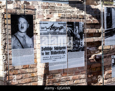 Détail de l'exposition Topographie de la terreur, l'ancien site de quartier général de la Gestapo, Mitte, Berlin, Allemagne. Banque D'Images