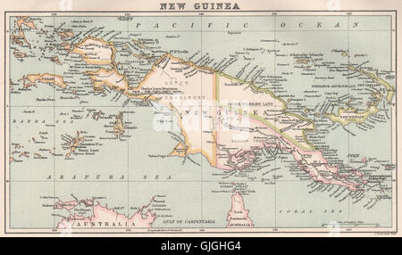 Nouvelle Guinée. La Dutch German. La terre de l'empereur Guillaume. BARTHOLOMEW, 1886 map Banque D'Images