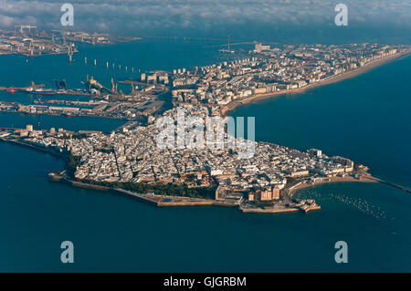 Vue aérienne, Cadix, Andalousie, Espagne, Europe Banque D'Images