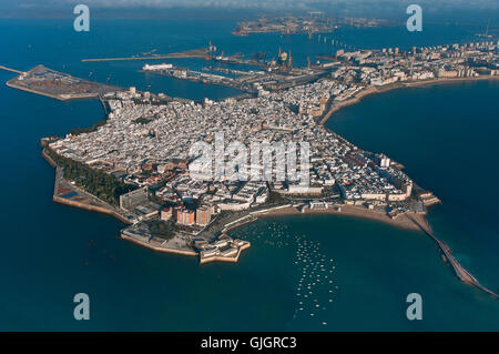 Vue aérienne, Cadix, Andalousie, Espagne, Europe Banque D'Images