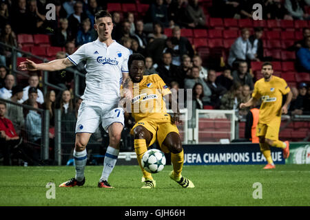 Danemark, Copenhague, 16 août 2016. Benjamin Verbic (7) du FC Copenhague pendant la Ligue des Champions match play-off entre FC Copenhague et APOEL NICOSIE Nicosie FC à Telia Parken. De : Kim M. Leland/Alamy Live News Banque D'Images