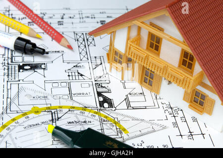 Modèle de maison sur plan masse encombrement Banque D'Images