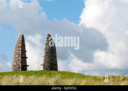 Monument à la ferme Point Raiders on l'île de Lewis dans les Hébrides extérieures. Banque D'Images