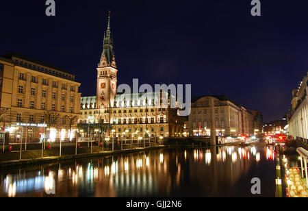 Hambourg de nuit nuit Banque D'Images