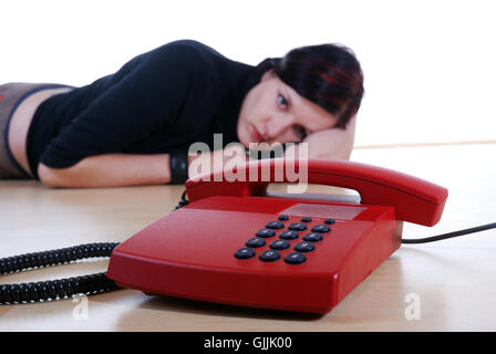 Femme téléphone téléphone Banque D'Images