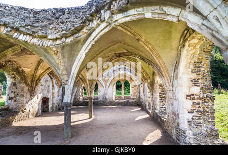 Ruines de l'abbaye de Waverley, fondée en 1128, la première abbaye cistercienne en Angleterre, d'un service ancien monument, près de Farnham Banque D'Images