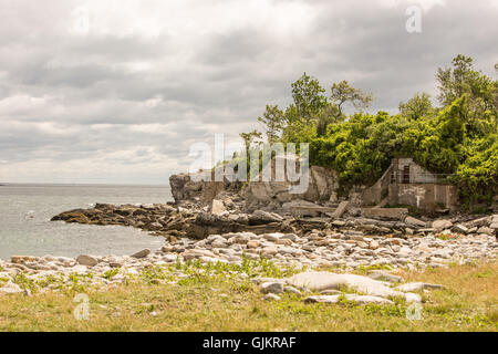 Le fort historique de Fort Williams Park à Cape Elizabeth, dans le Maine. Banque D'Images