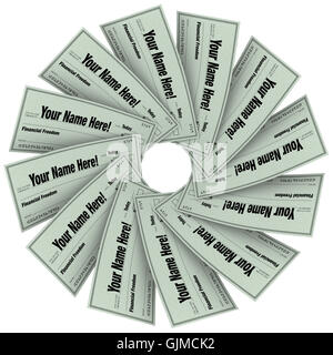 Les chèques en blanc motif spirale - La Liberté Financière Banque D'Images