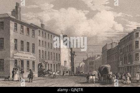 Market Street, de Piccadilly, Manchester. HARWOOD, antique print 1829 Banque D'Images